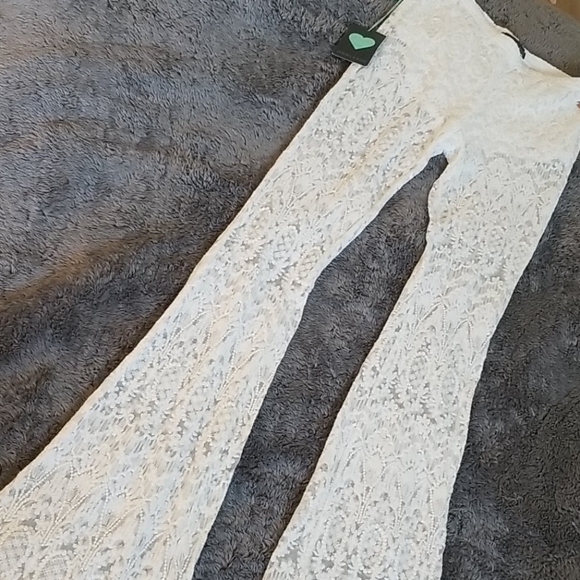Kendall & Kylie Pants - Kendall & Kylie crochet lace bell bottom/flare pants